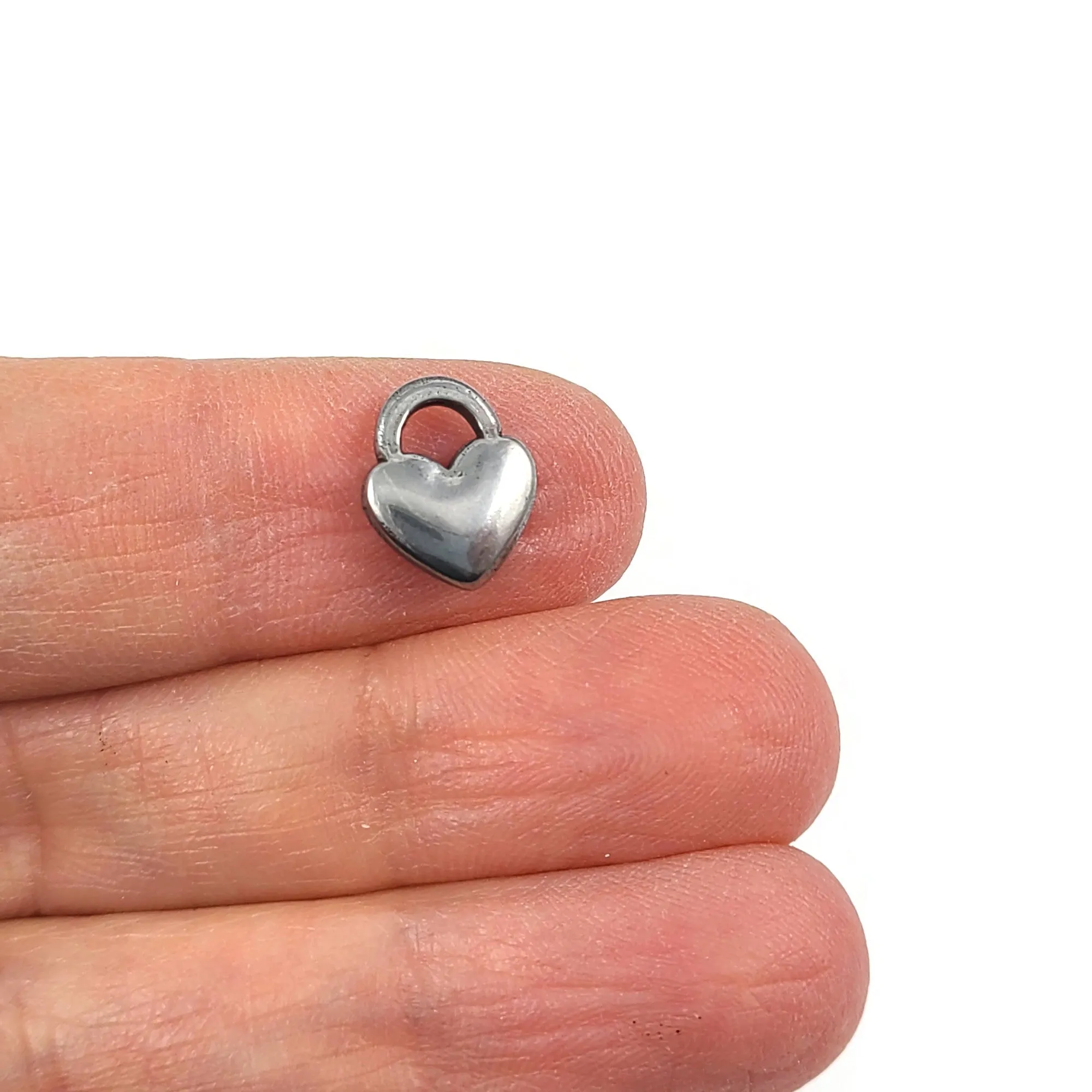 1 stainless steel heart padlock charm