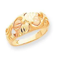 10k Tri-color Black Hills Gold Womens Wedding Band Ring