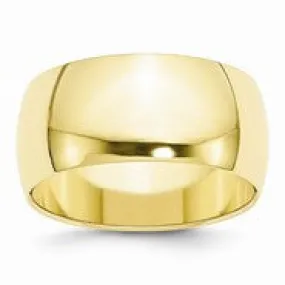 10k Yellow Gold 10mm Half Round Wedding Band Ring