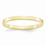 10k Yellow Gold 2mm Lightweight Flat Wedding Band Ring