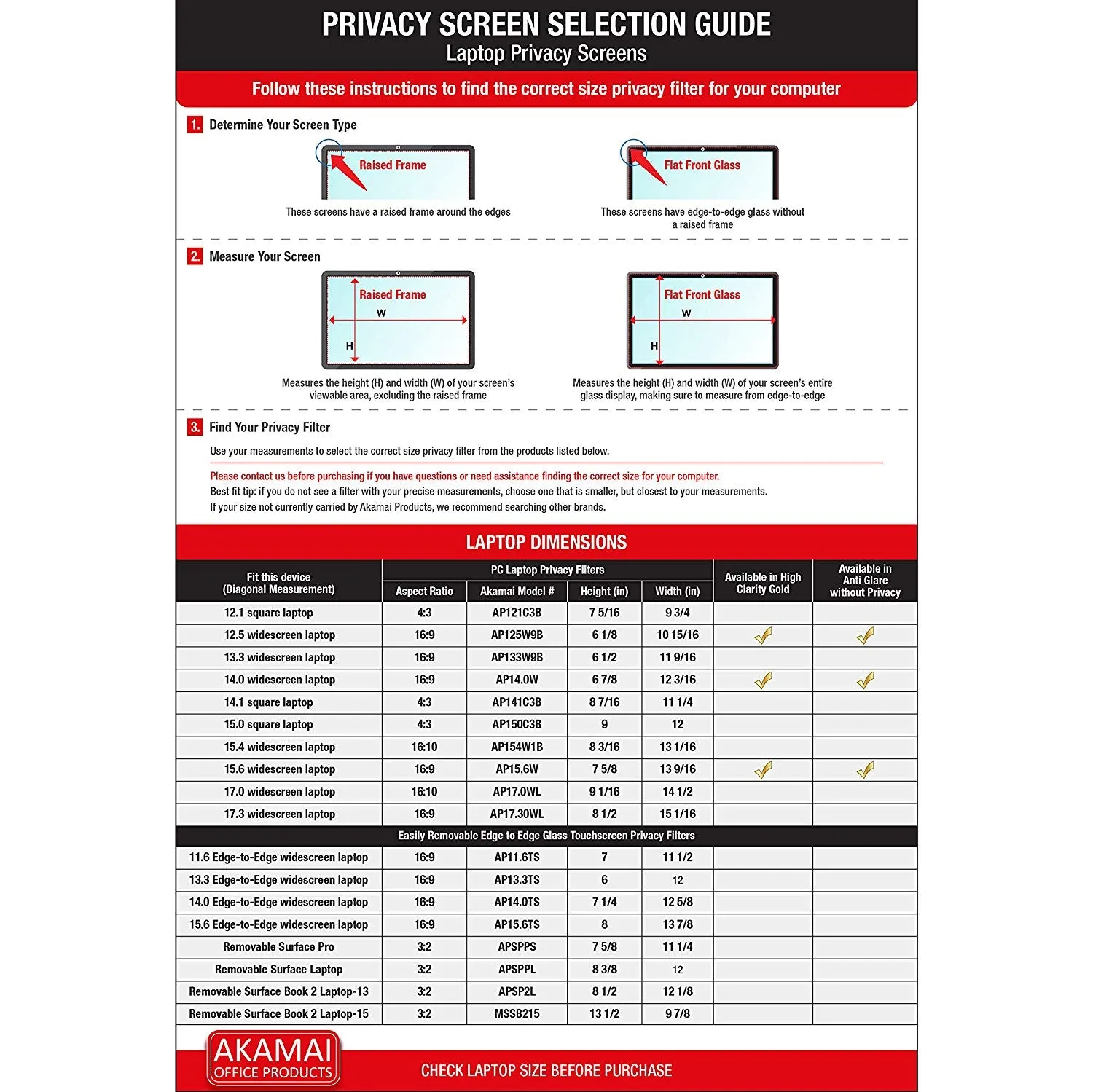 13.3 Inch (Diagonally Measured) Privacy Screen for Widescreen Laptops