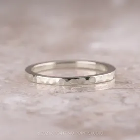 1.7mm Square Platinum Wedding Band, Hammered Polished