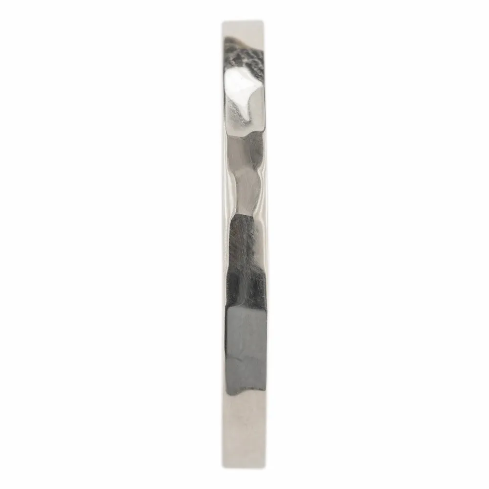 1.7mm Square Platinum Wedding Band, Hammered Polished