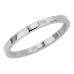 1.7mm Wide x 1.7mm 14k White Gold Square Wedding Band, Polished