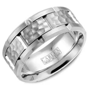 18K Gold Notched Hammered Band