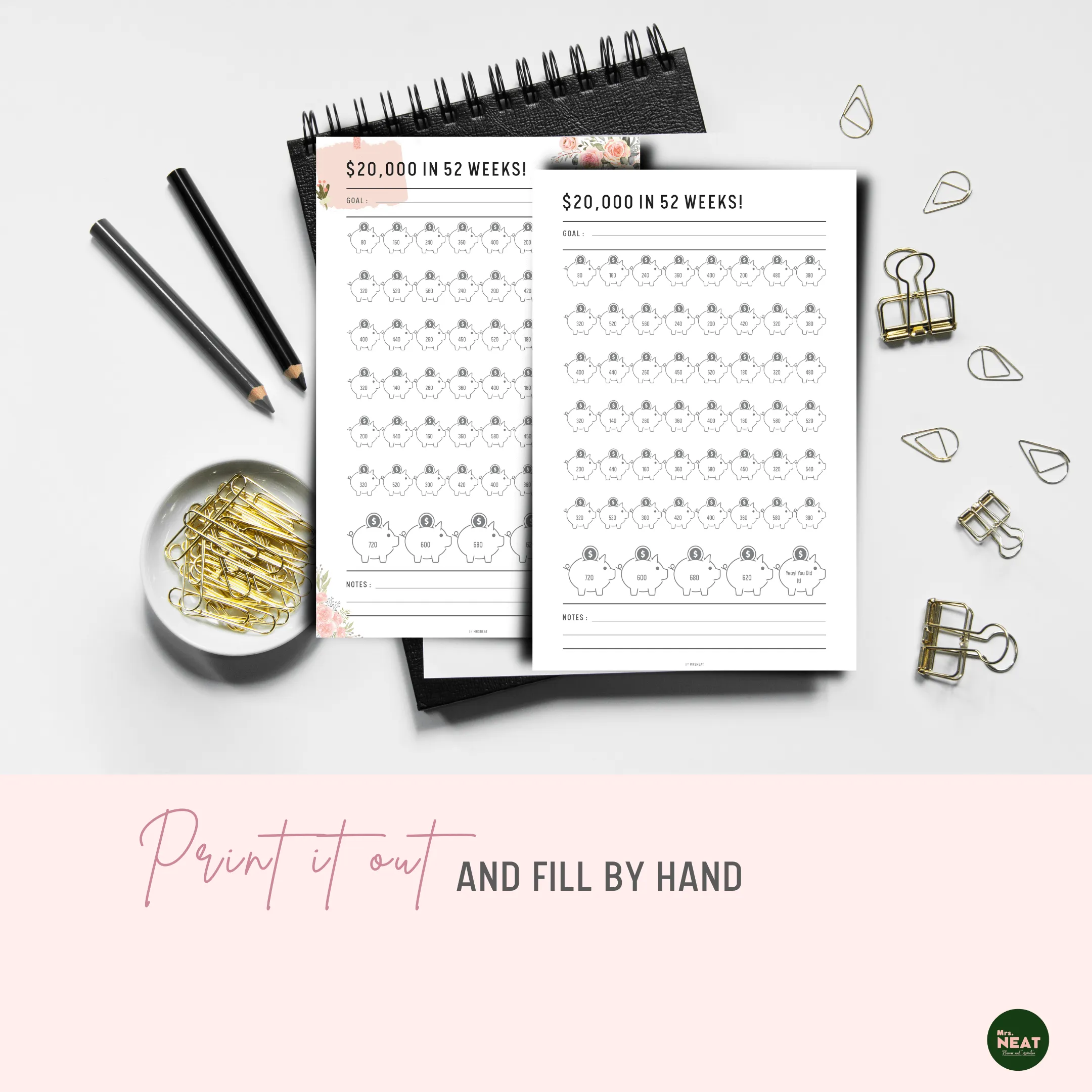 $20,000 Savings Challenge in 52 Weeks - M026