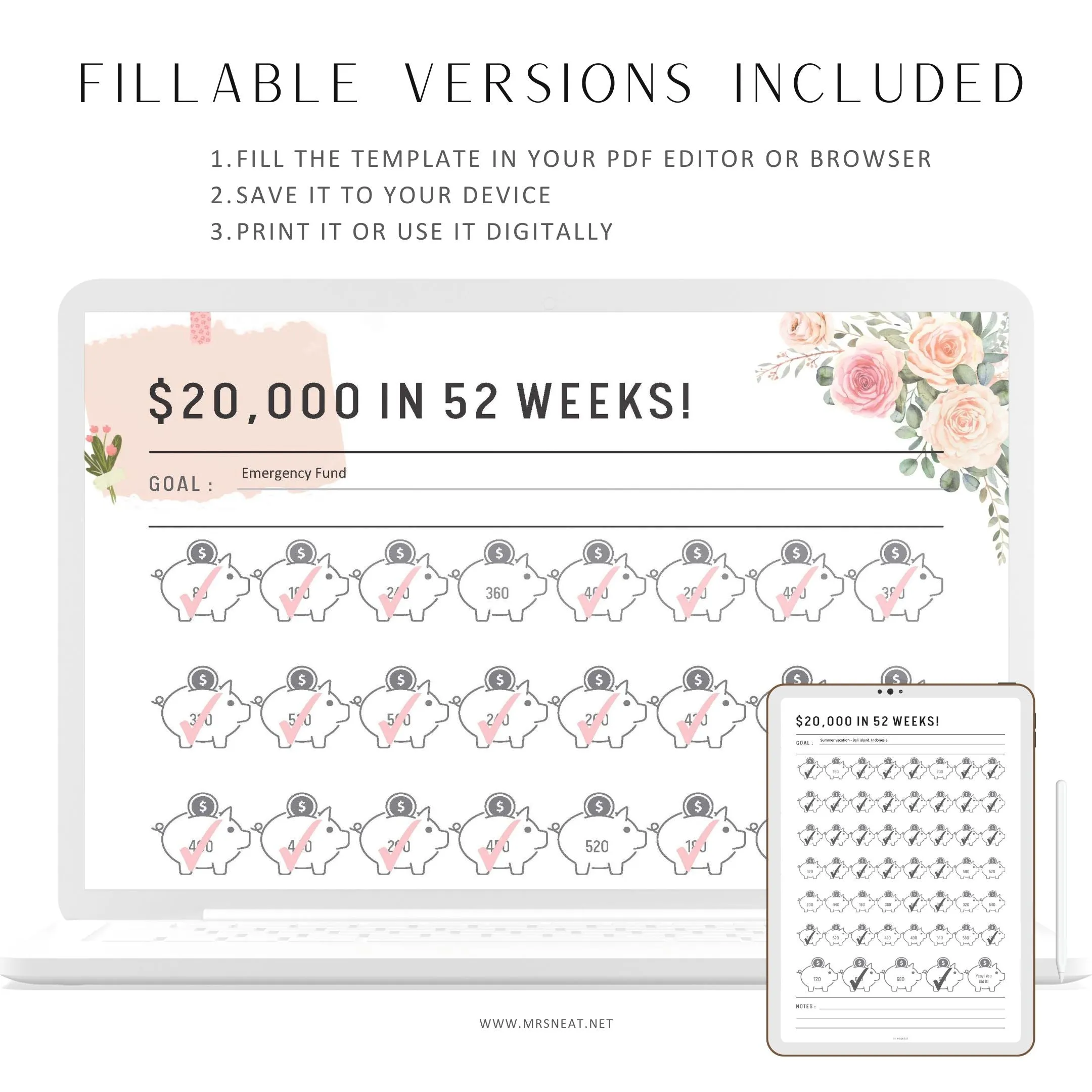 $20,000 Savings Challenge in 52 Weeks - M026