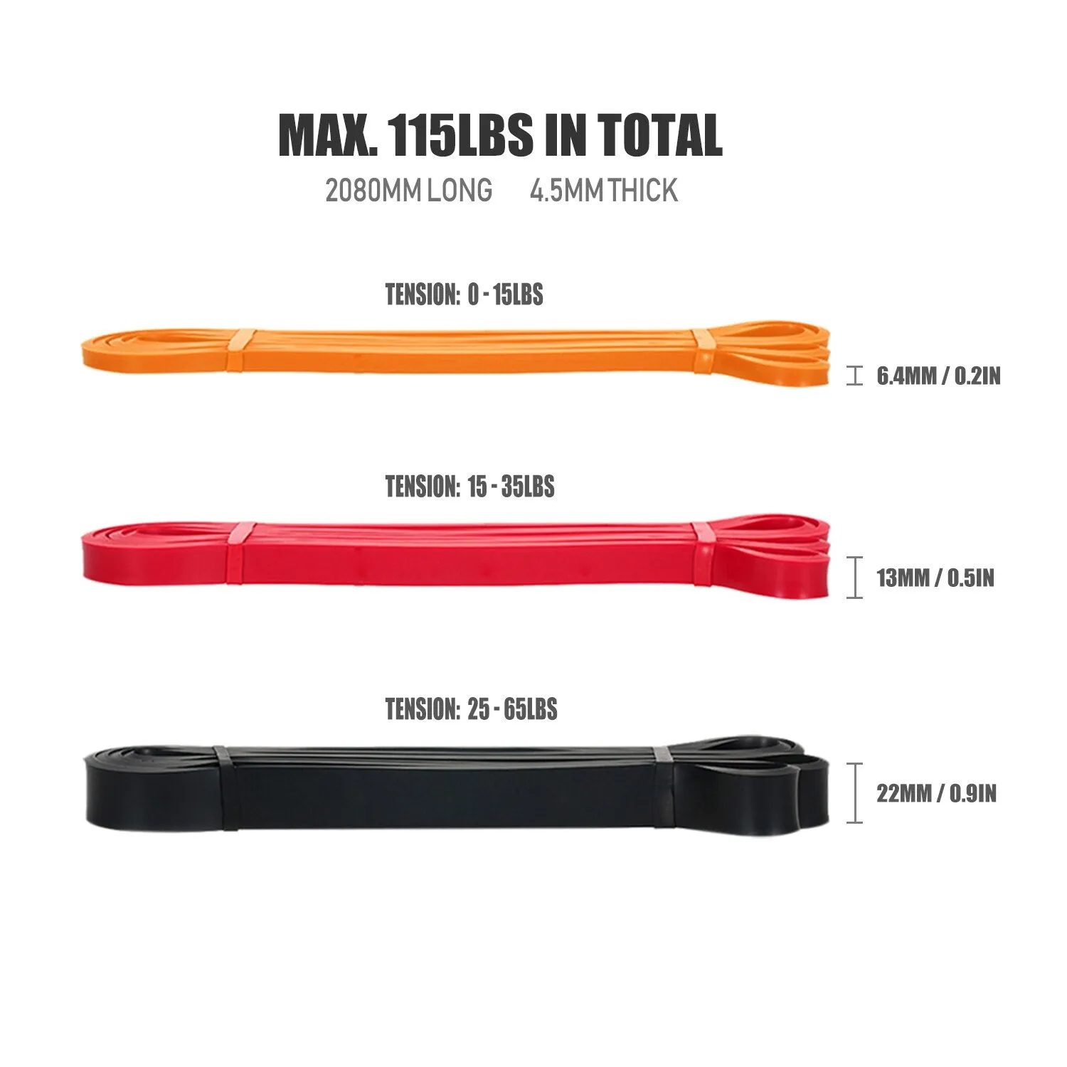 3pcs Resistance Pull Up Bands Fitness Set