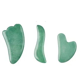 3Pcs Set No Box Gua Sha Board Green Aventurine Face Massage Tool Back Head Foot Scraper Acupuntura Therapy Crystal Stone Massager Fa1372