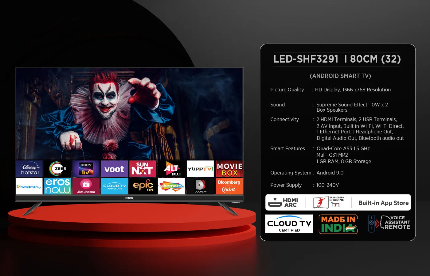 80cm (32") HD Smart Android 9.0 LED TV (LED-SHF3289)