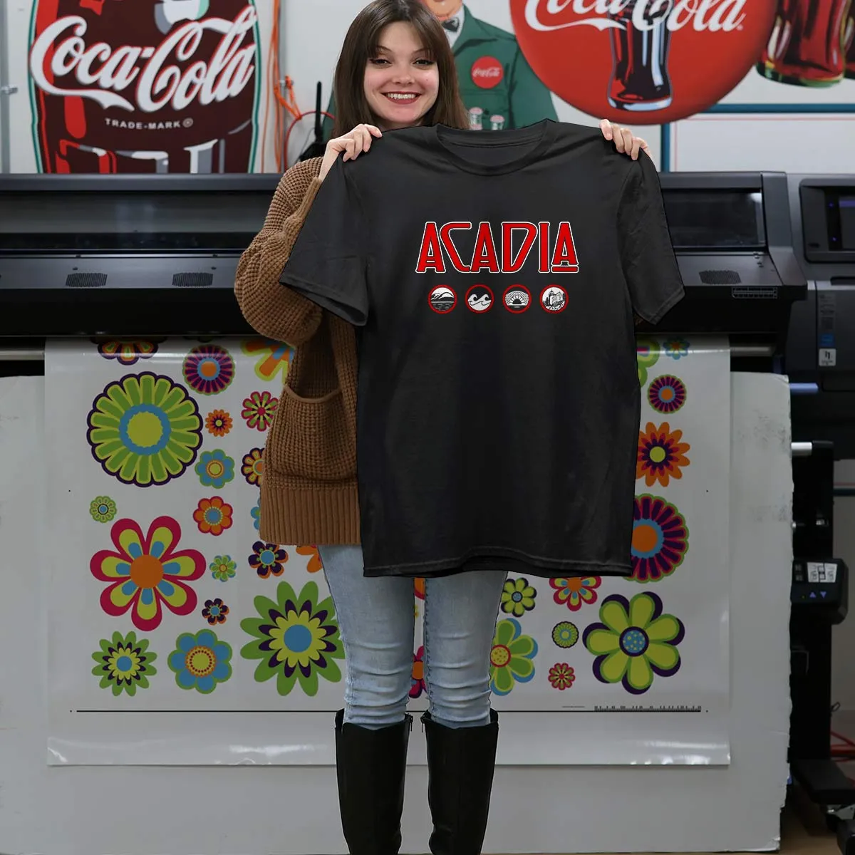 Acadia Maine Zeppelin Style Black T-Shirt, 100% Cotton, S-XXL, Unisex Vacationland Unique Tshirts