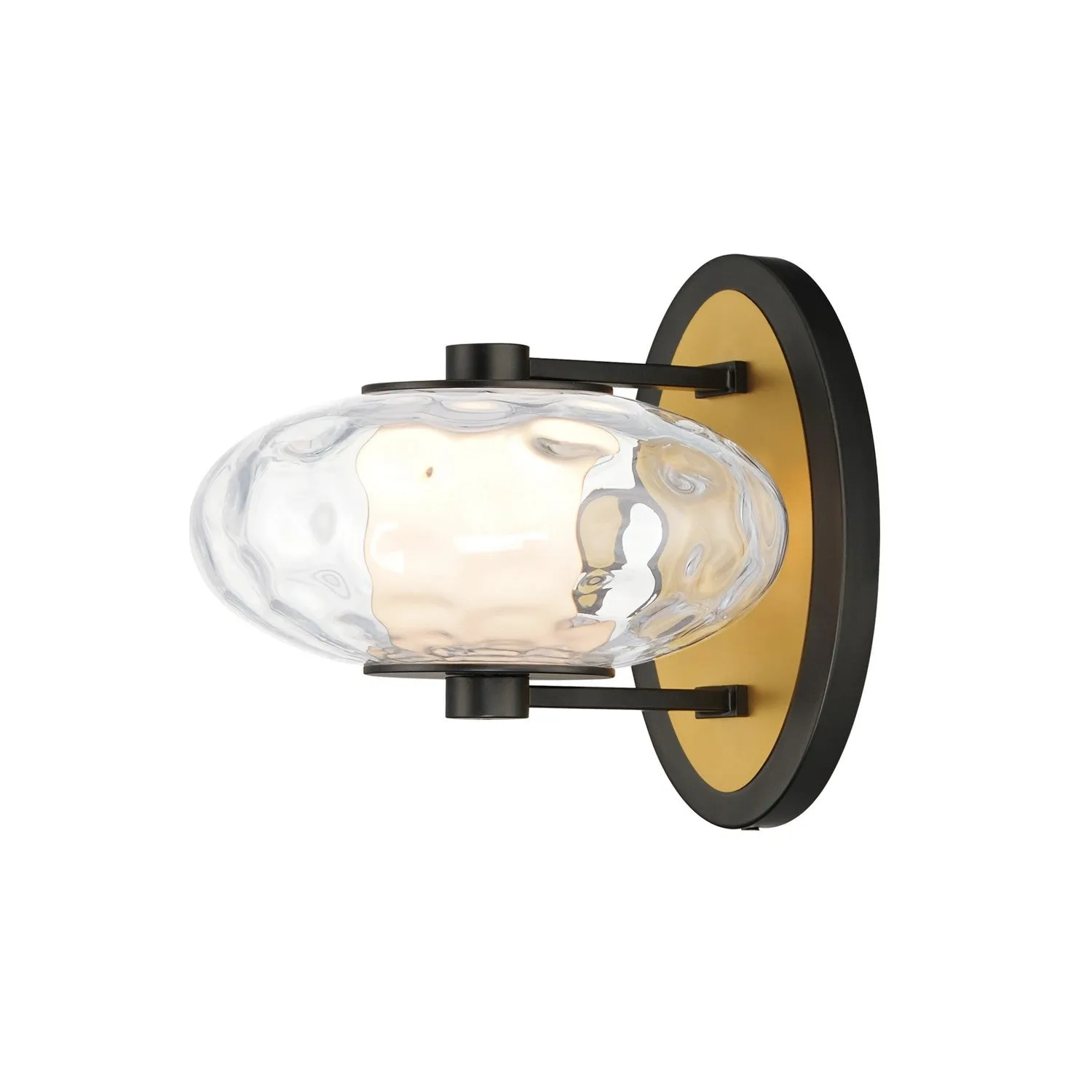 Amulet LED Wall Sconce in Black & Natural Aged Brass