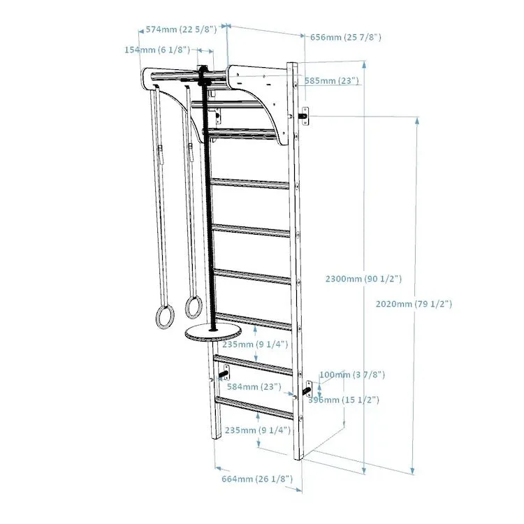 BenchK Series 2 211   A076 Swedish Ladder for Kids With Gymnastic Accessories