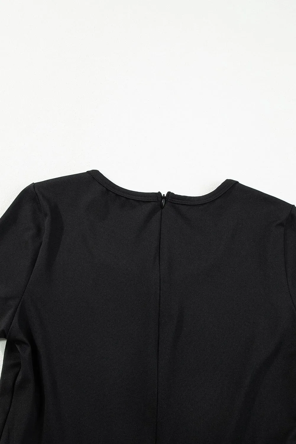 Black Sheath Waist Athleisure Jumpsuit with Short Sleeves