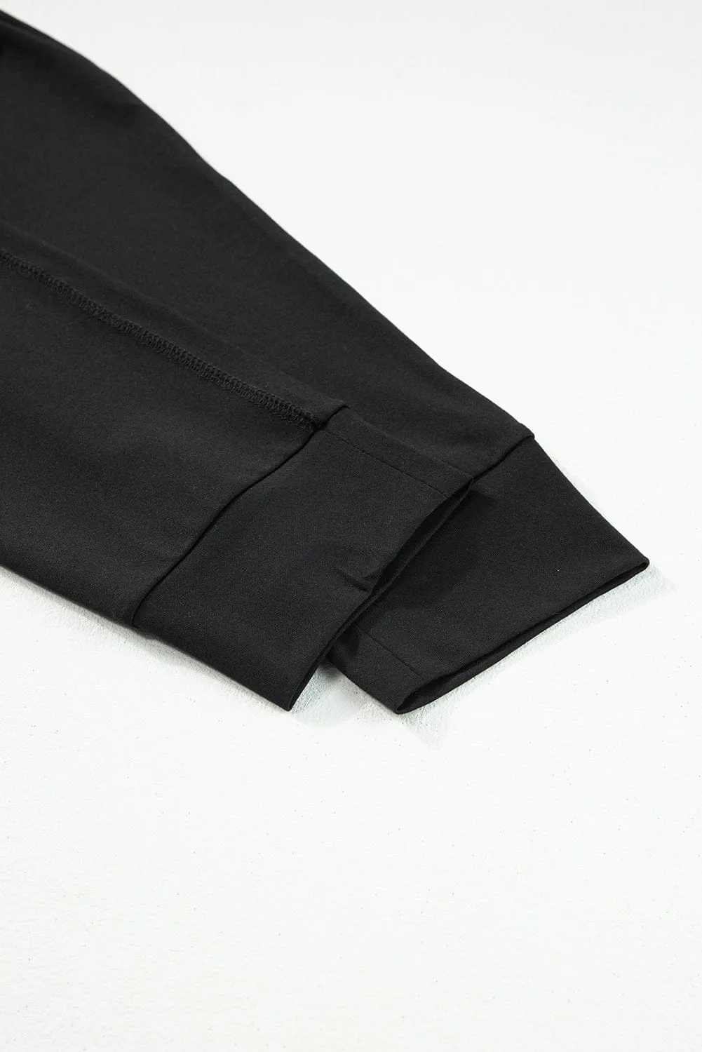 Black Sheath Waist Athleisure Jumpsuit with Short Sleeves