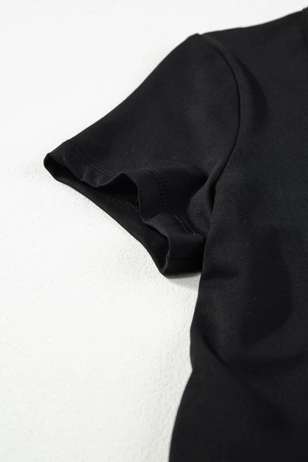 Black Sheath Waist Athleisure Jumpsuit with Short Sleeves