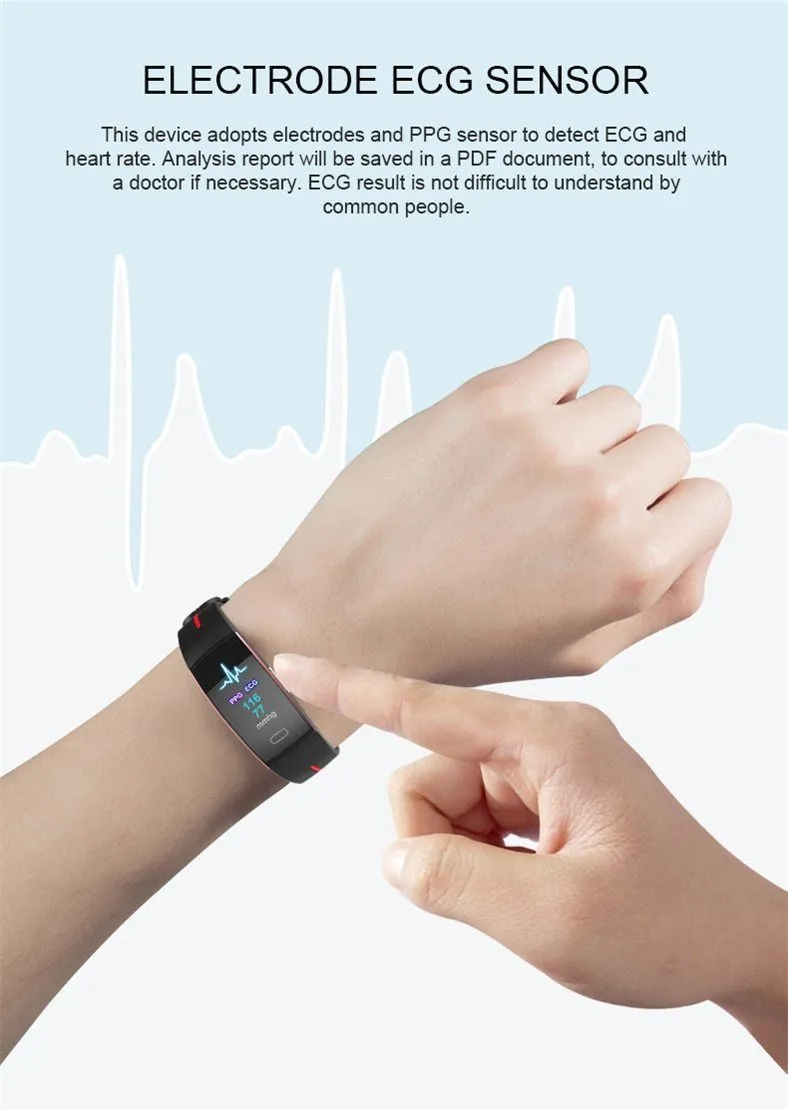 Blood Pressure Smart Band Heart Rate Bracelet Fitness Tracker Watch Intelligent Wristband