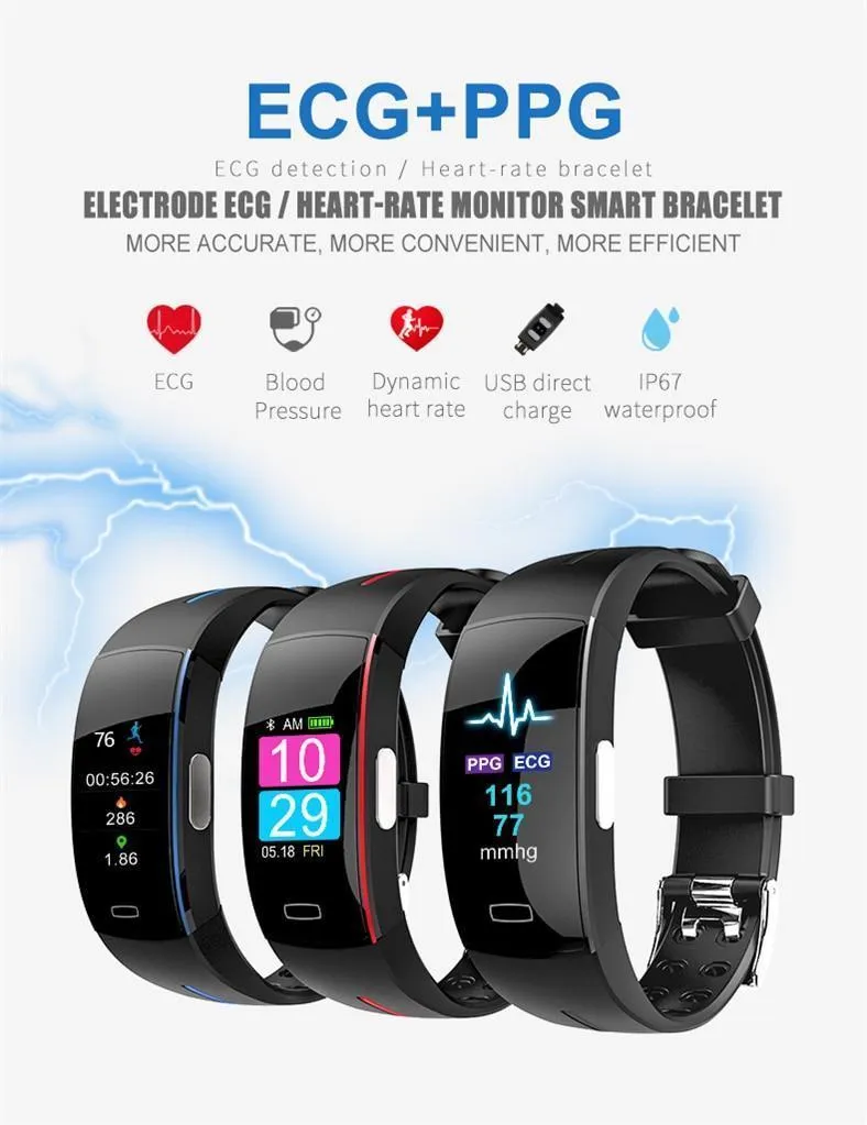 Blood Pressure Smart Band Heart Rate Bracelet Fitness Tracker Watch Intelligent Wristband