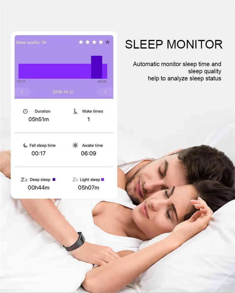 Blood Pressure Smart Band Heart Rate Bracelet Fitness Tracker Watch Intelligent Wristband