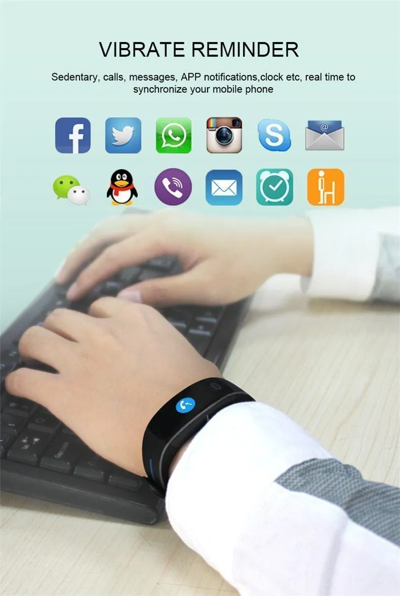 Blood Pressure Smart Band Heart Rate Bracelet Fitness Tracker Watch Intelligent Wristband