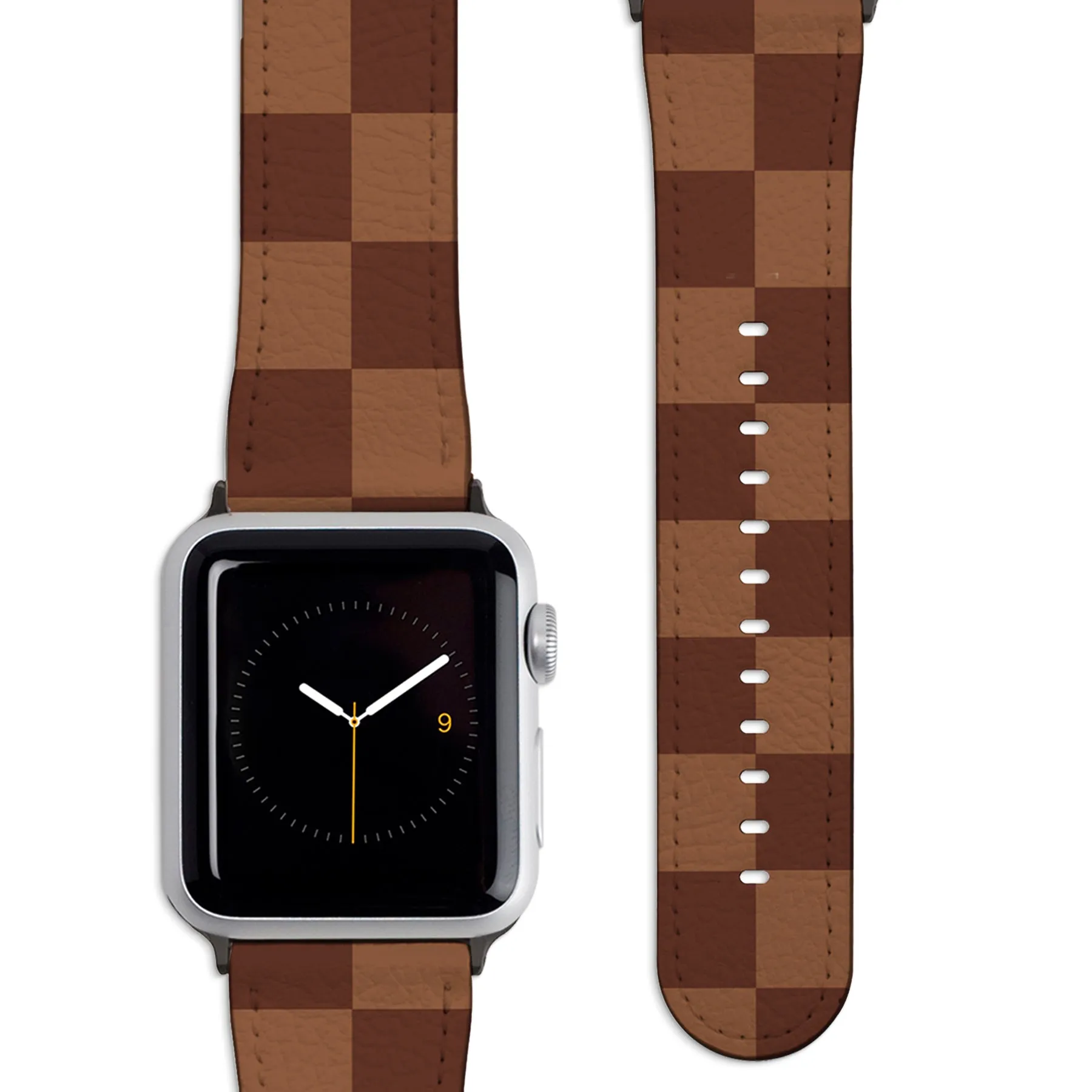 Brown Checkered Apple Watch Strap