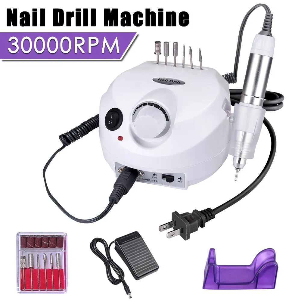 Byootique Electric Nail File Manicure Nail Care w/ 6 Bits Foot Pedal
