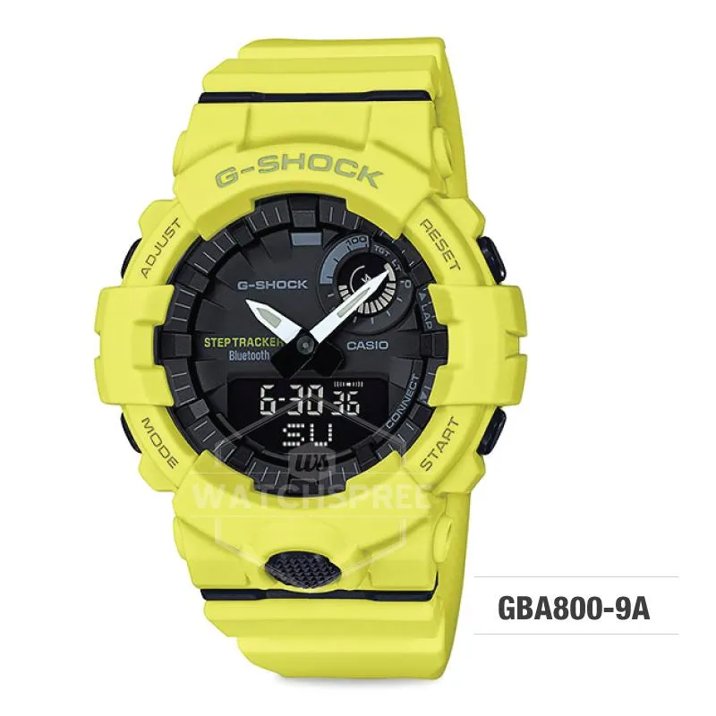 Casio G-Shock G-SQUAD Bluetooth® Urban Sports Themed Yellow Resin Band Watch GBA800-9A GBA-800-9A