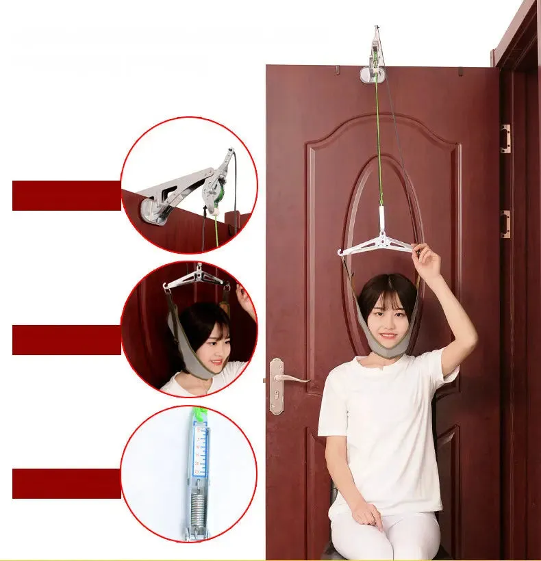 Cervical Neck Traction Device Stretcher Over The Door for Home Physical Therapy, Relieve Shoulder Head Pain