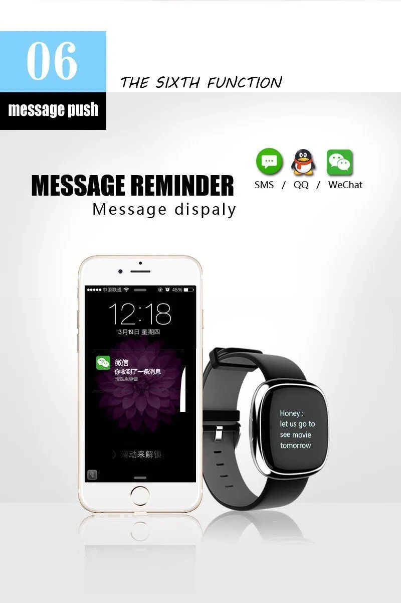 Classic Smart Watch Blood Pressure Heart Rate Monitor Smart Bracelet with Pedometer Sleep Fitness Tracker for Android IOS Smartphone