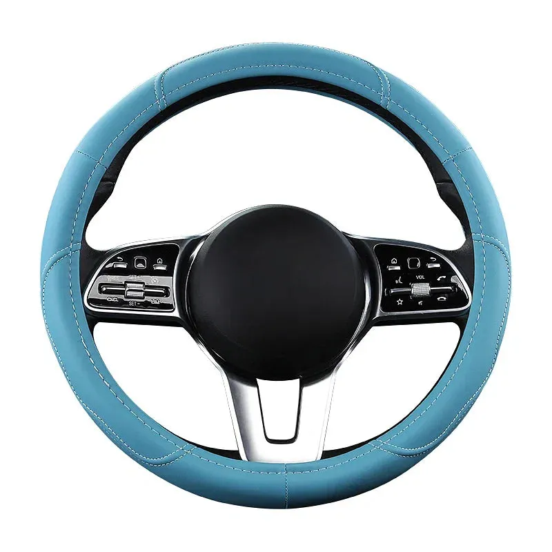 Color Name: Gold - Car Anti-Slip Leather Steering wheel Cover