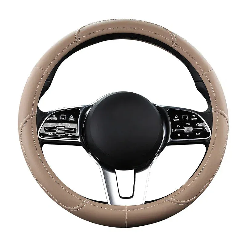Color Name: Gold - Car Anti-Slip Leather Steering wheel Cover