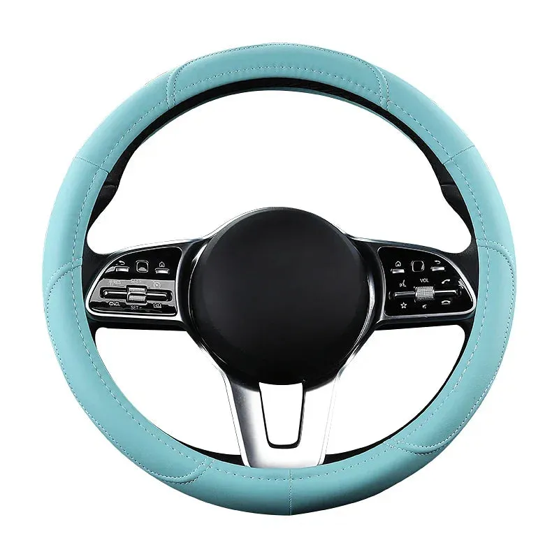 Color Name: Gold - Car Anti-Slip Leather Steering wheel Cover