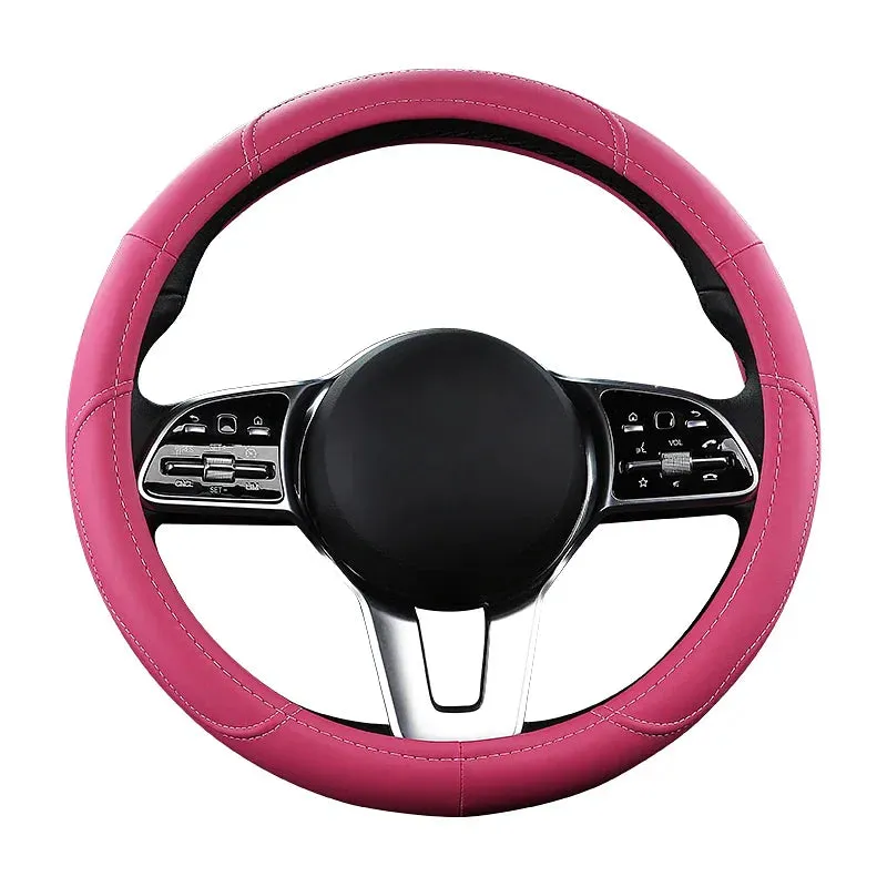 Color Name: Gold - Car Anti-Slip Leather Steering wheel Cover