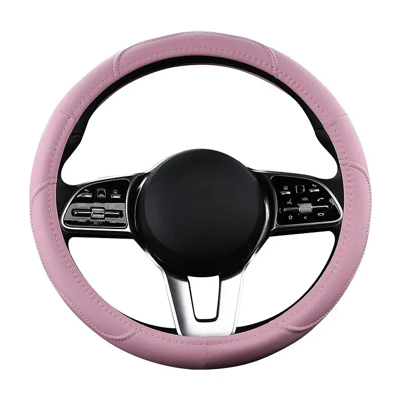 Color Name: Gold - Car Anti-Slip Leather Steering wheel Cover