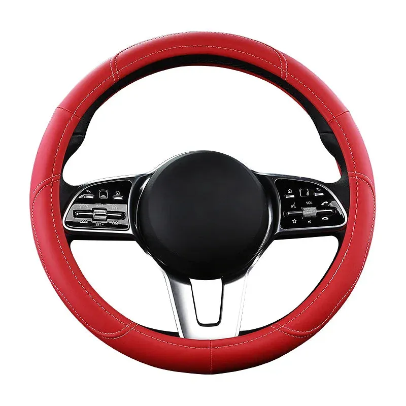 Color Name: Gold - Car Anti-Slip Leather Steering wheel Cover