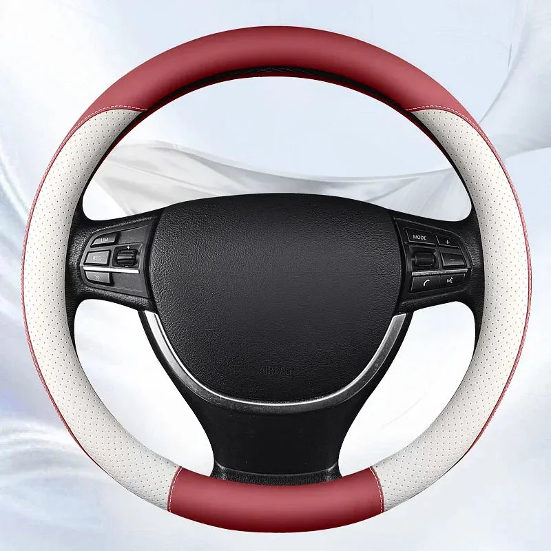 Color Name: GRAY - Motocovers Car Anti-Slip leather Steering