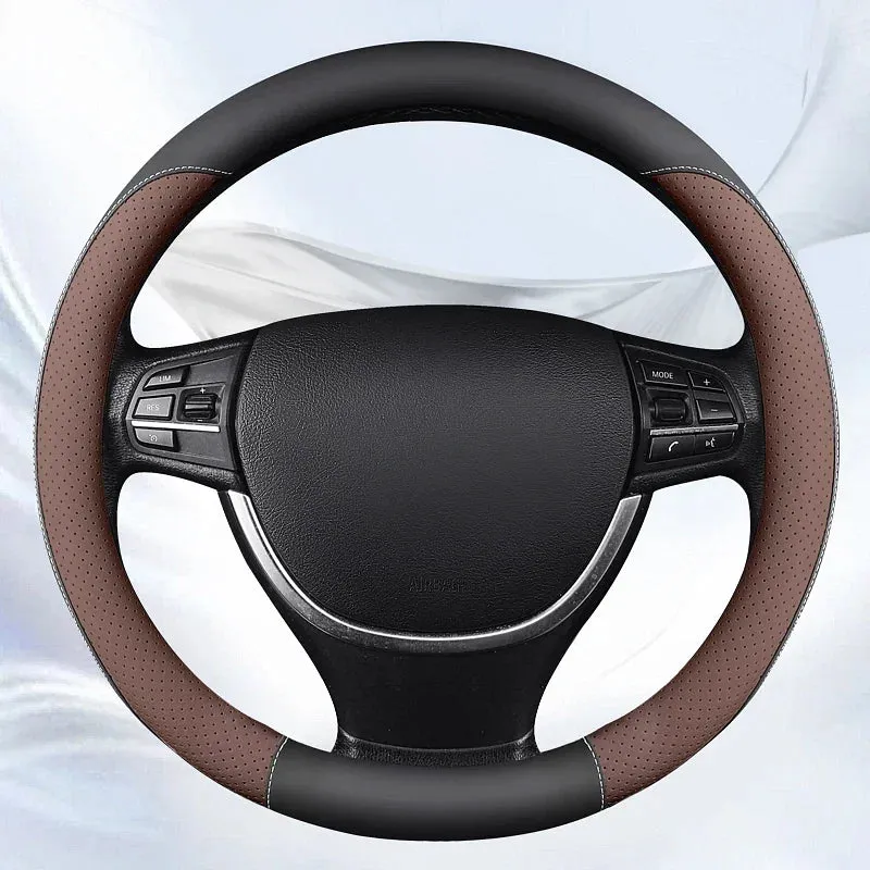 Color Name: GRAY - Motocovers Car Anti-Slip leather Steering