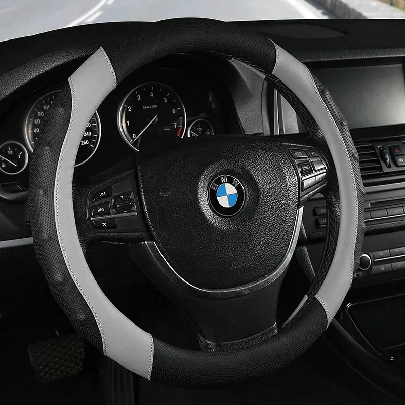 Color Name: light green - Car Anti-Slip Leather Steering Wheel