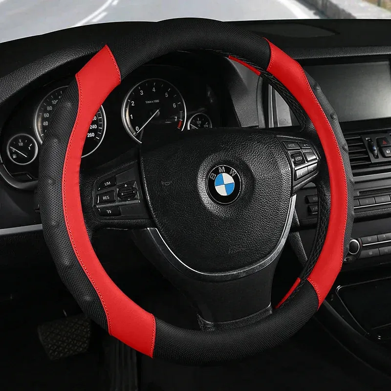 Color Name: light green - Car Anti-Slip Leather Steering Wheel