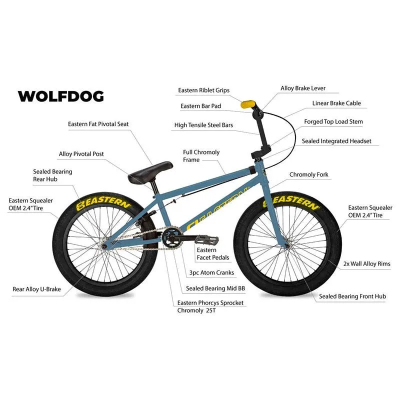 Eastern 20" Wolfdog Slate Blue/Yellow BMX Bicycle
