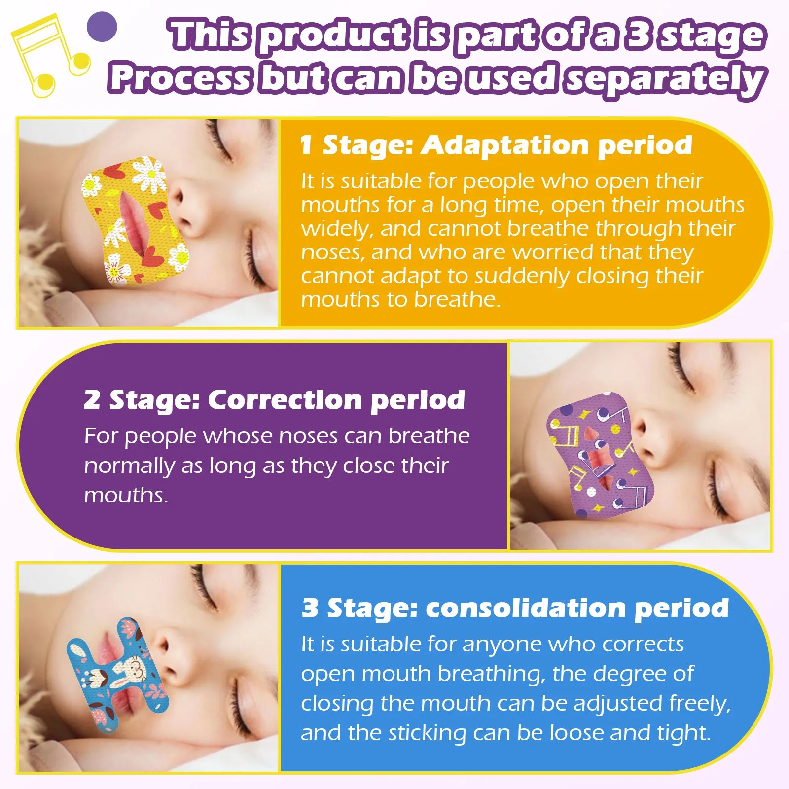 Elaimei Kids Sleep Strips, Nasal Breathing Support