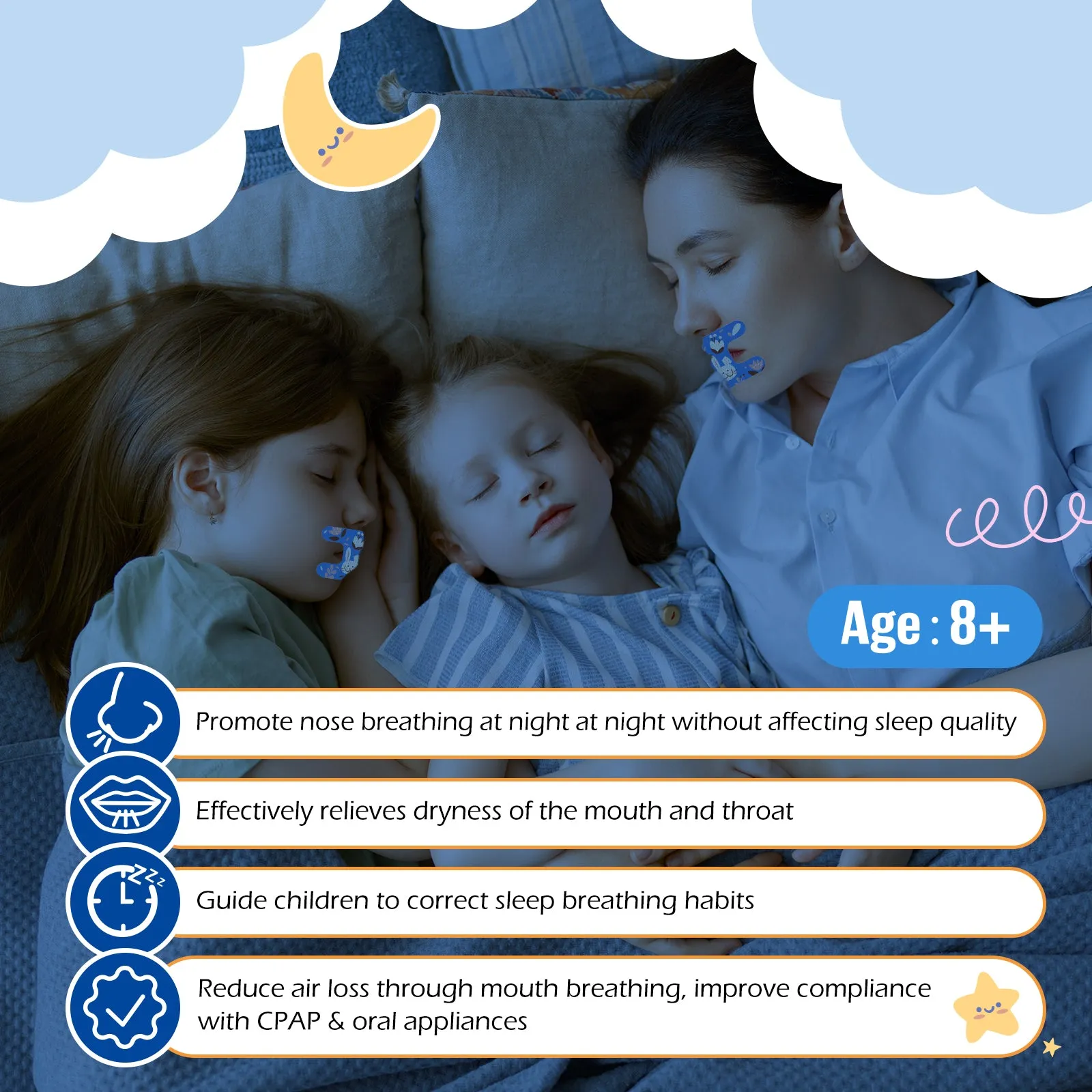 Elaimei Kids Sleep Strips, Nasal Breathing Support
