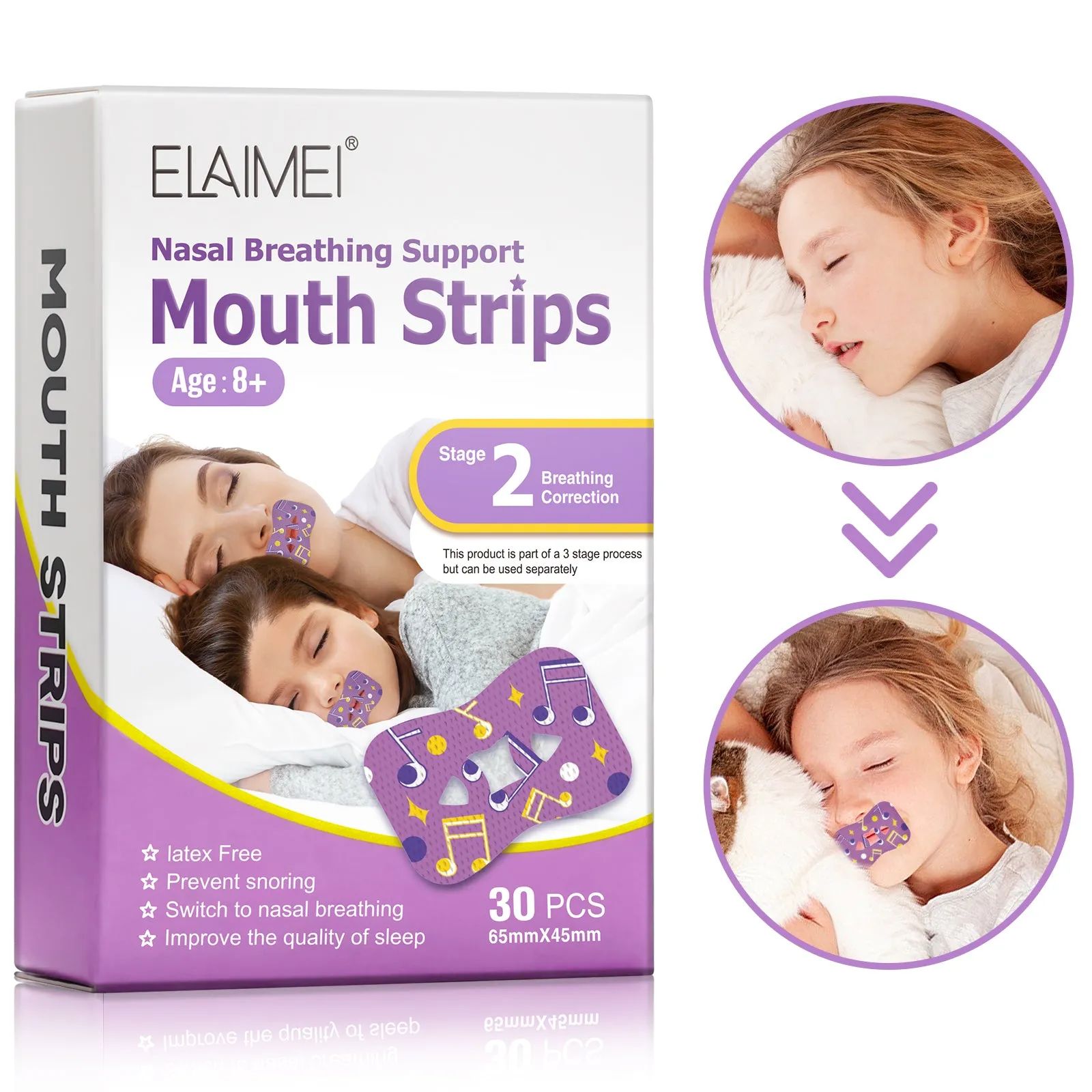 Elaimei Kids Sleep Strips, Nasal Breathing Support