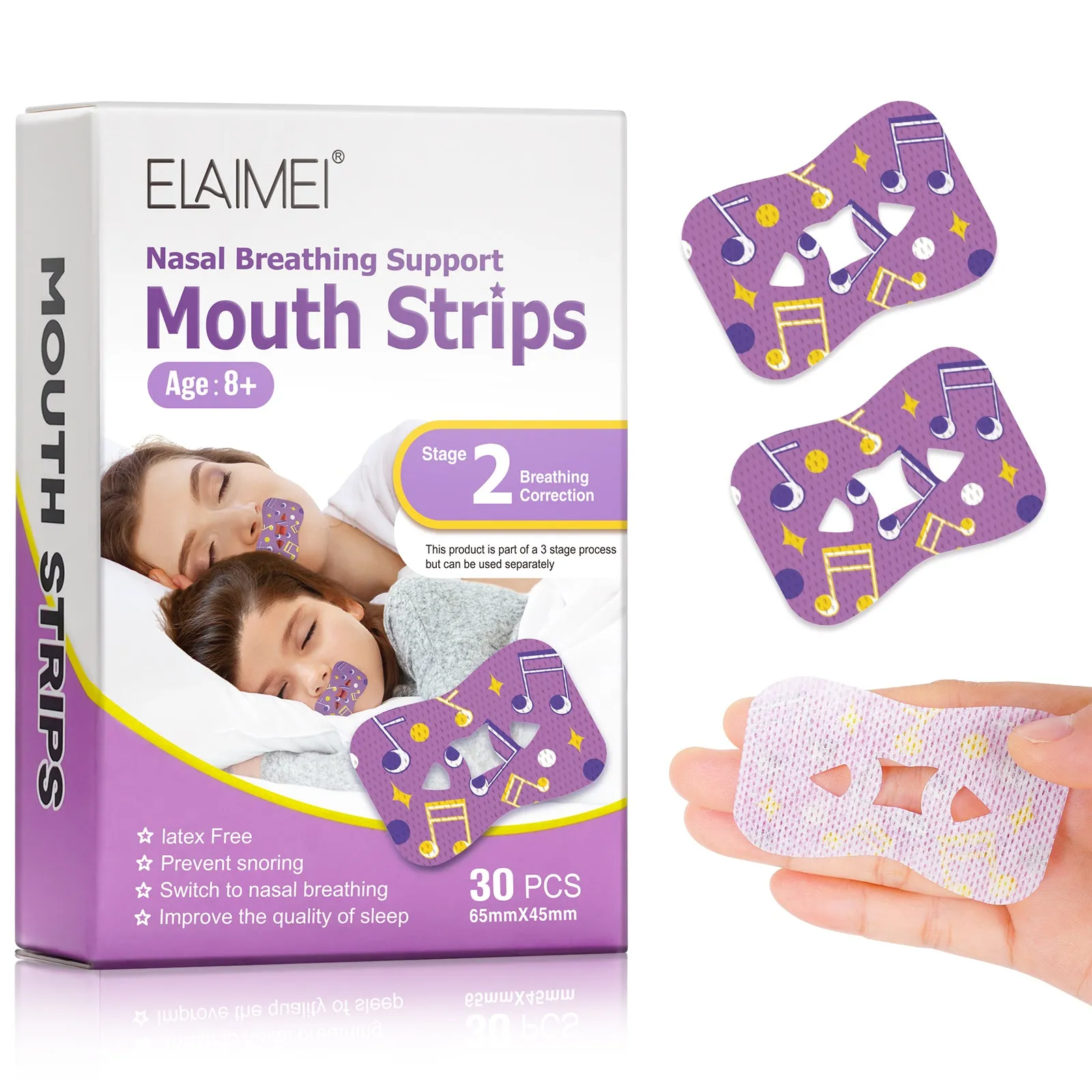 Elaimei Kids Sleep Strips, Nasal Breathing Support