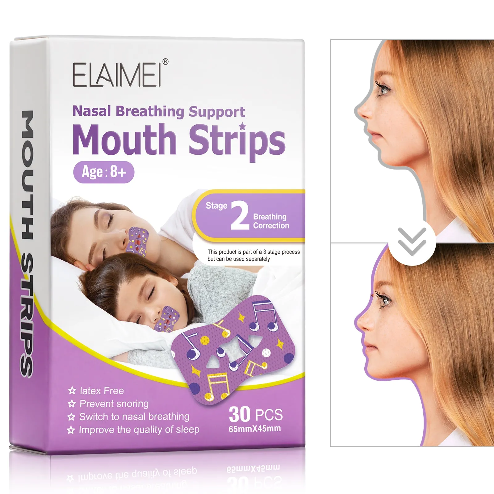 Elaimei Kids Sleep Strips, Nasal Breathing Support