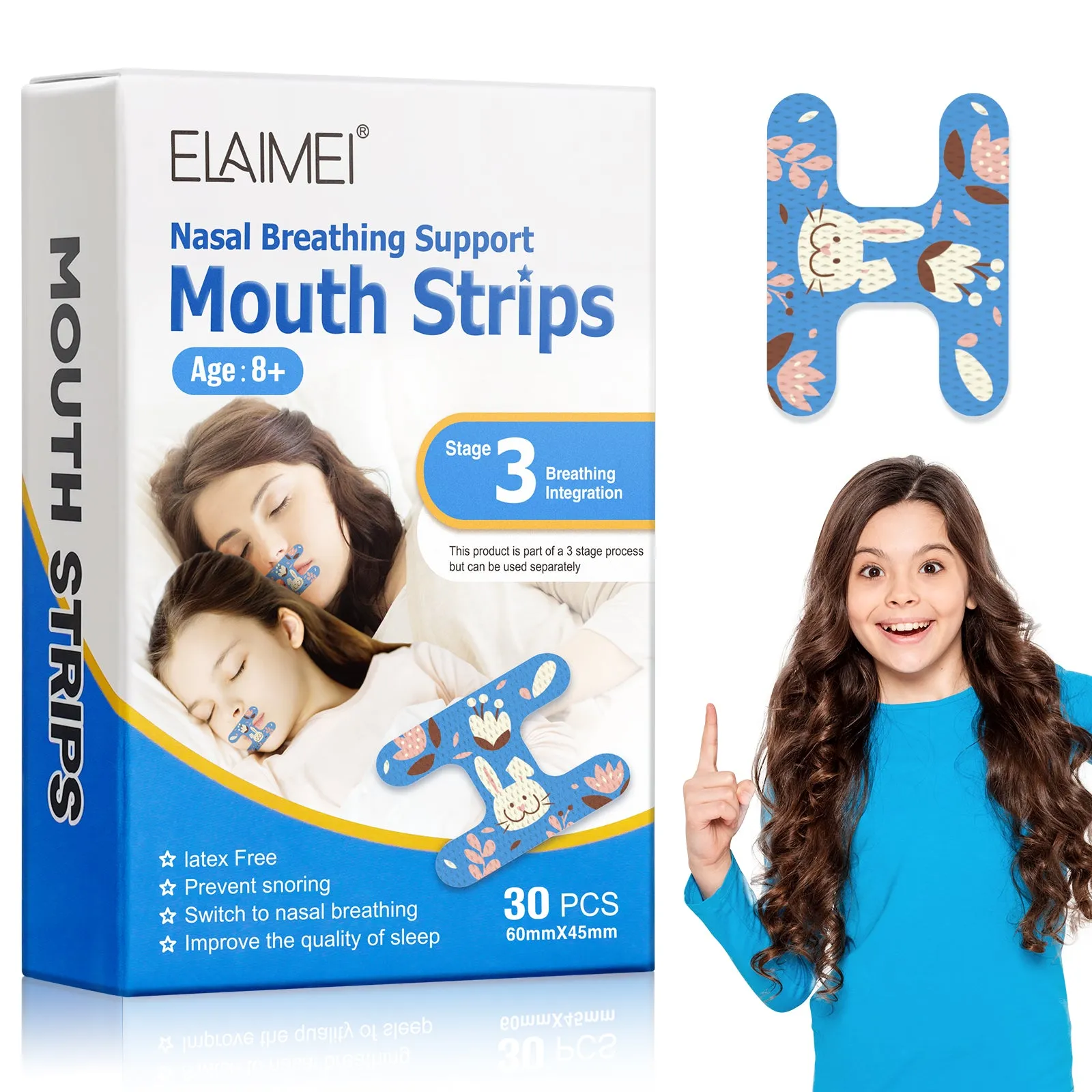 Elaimei Kids Sleep Strips, Nasal Breathing Support