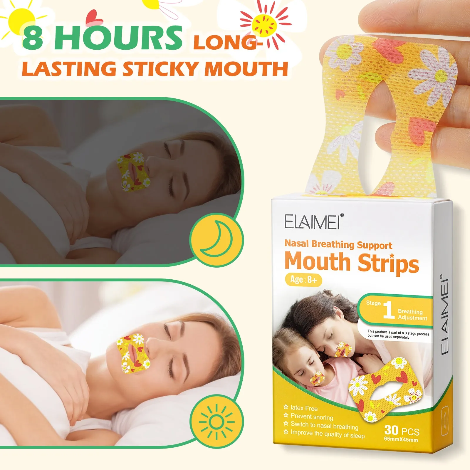 Elaimei Kids Sleep Strips, Nasal Breathing Support