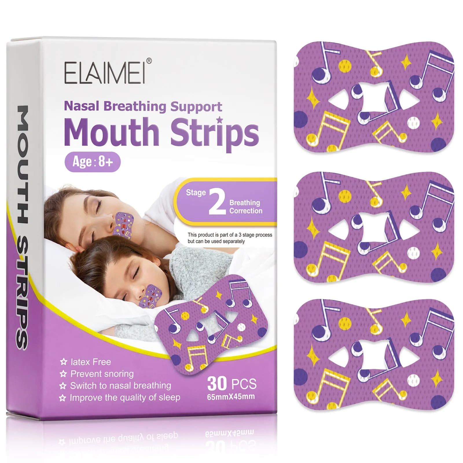Elaimei Kids Sleep Strips, Nasal Breathing Support