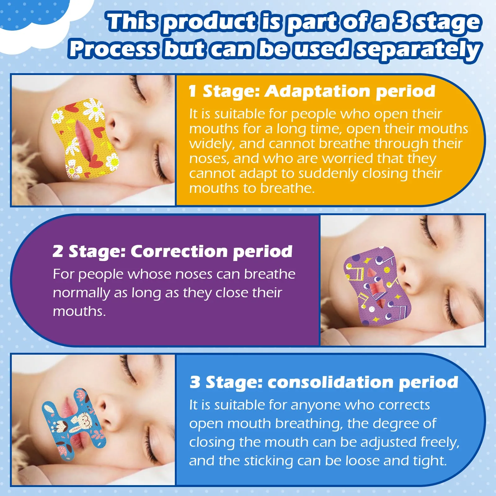 Elaimei Kids Sleep Strips, Nasal Breathing Support