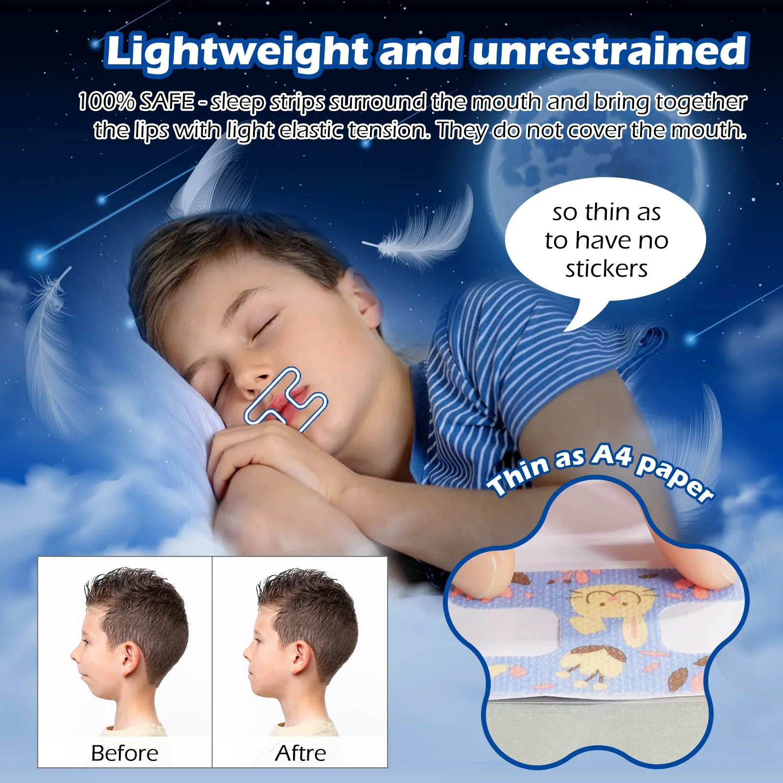 Elaimei Kids Sleep Strips, Nasal Breathing Support